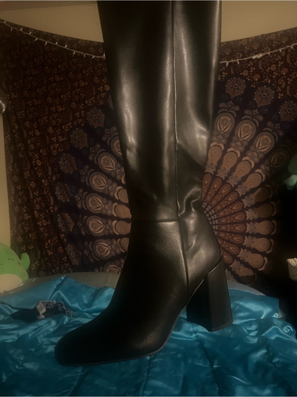 Steve Madden Black Mid-Calf Block Heel Boots